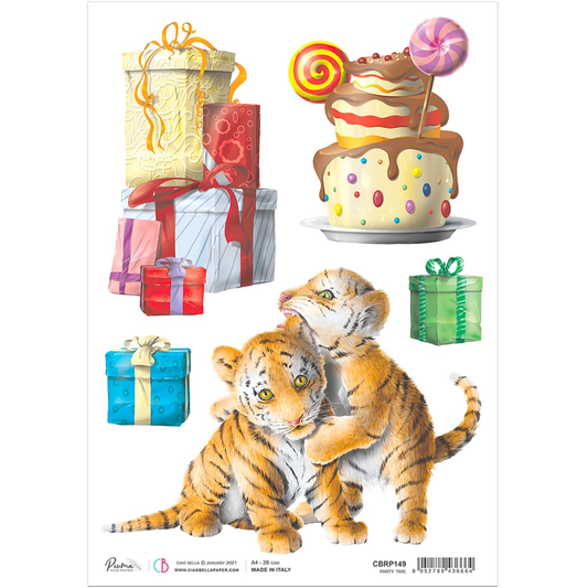 Piuma A4 Decoupage Paper - Party Time - CBRP149