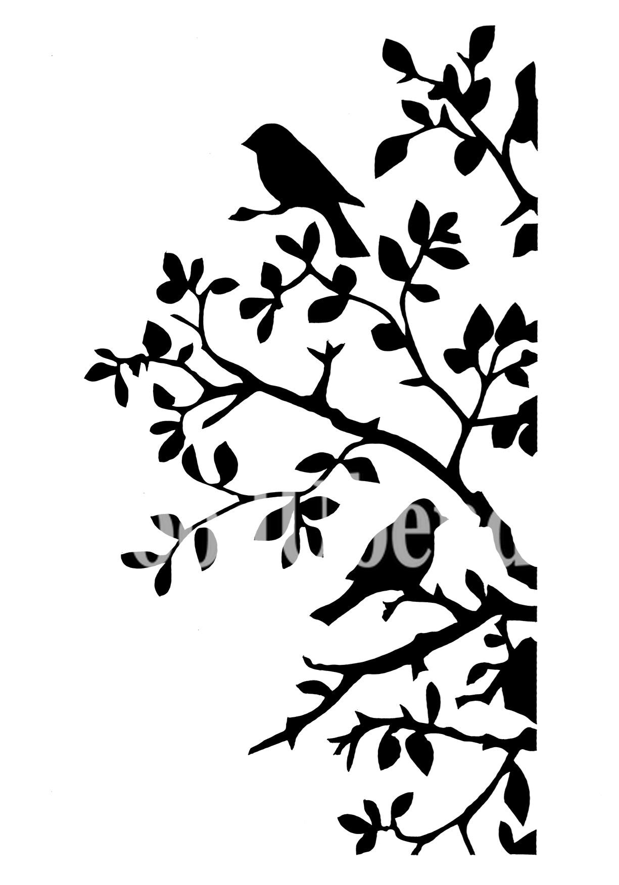 Елегантен шаблон с тебешир - птици и клони на Бенди