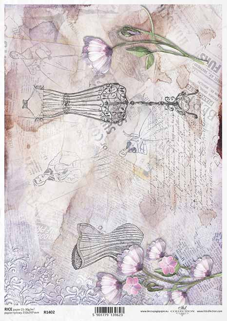 Decoupage Rice Paper - A4 - 1 piece  - 1402