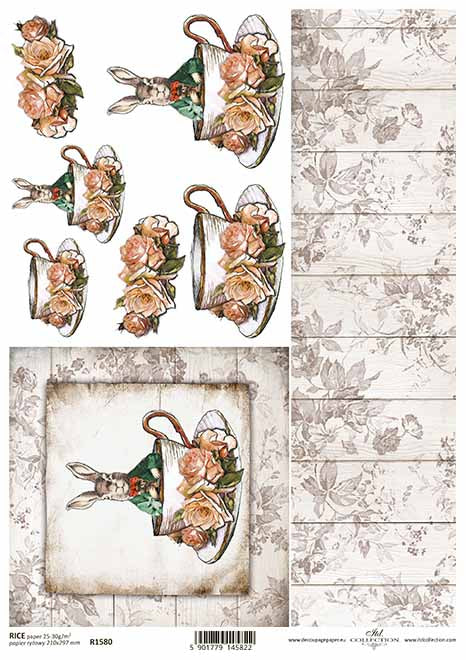 Decoupage Rice Paper - A4 - 1 piece  - 1580