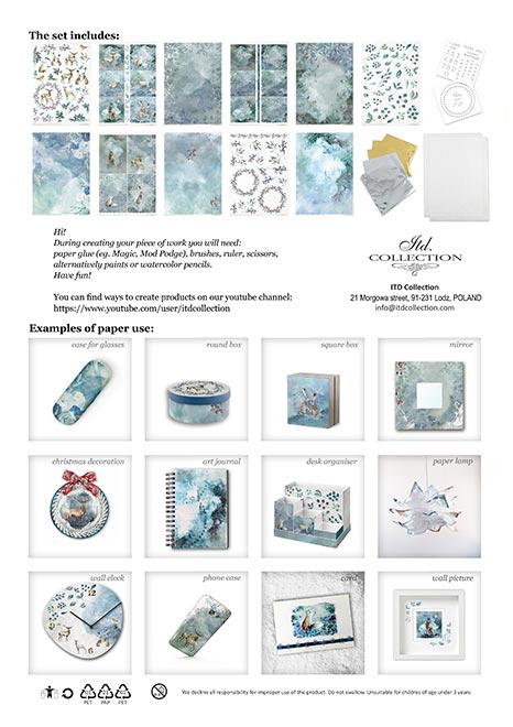 Decoupage Rice Paper - Christmas In Blue Set - RS016