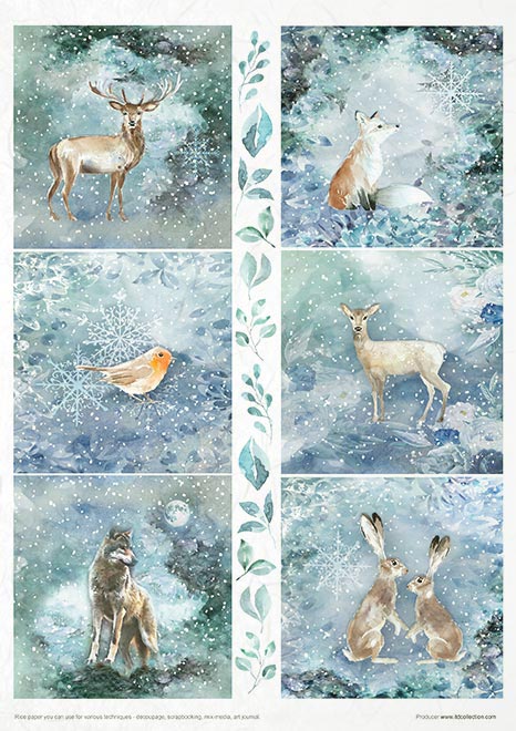 Decoupage Rice Paper - Christmas In Blue Set - RS016