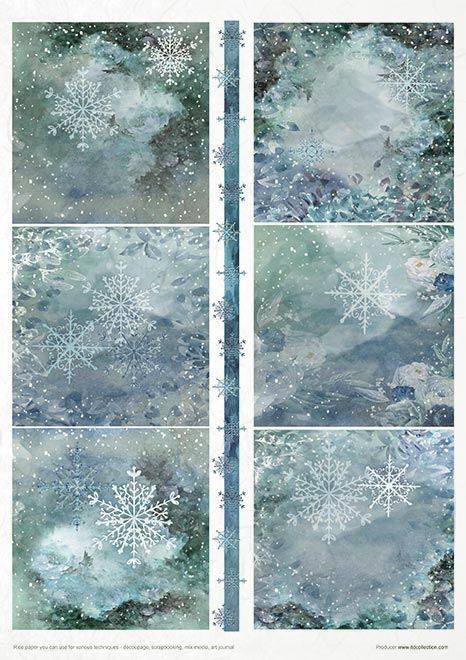 Decoupage Rice Paper - Christmas In Blue Set - RS016