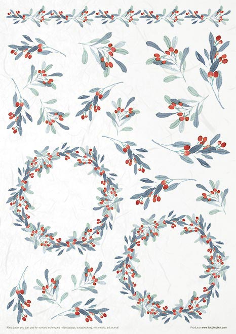 Decoupage Rice Paper - Christmas In Blue Set - RS016