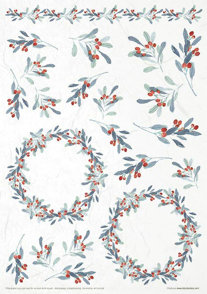 Decoupage Rice Paper - Christmas In Blue Set - RS016