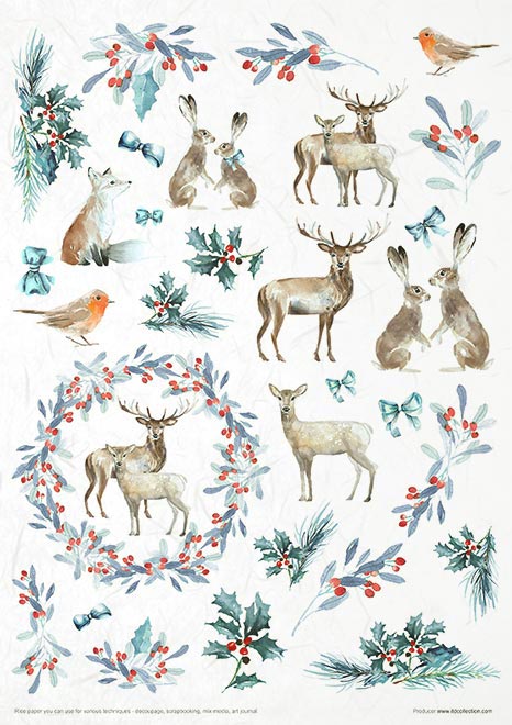 Decoupage Rice Paper - Christmas In Blue Set - RS016