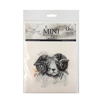 Decoupage Paper - Rice Paper - Set - 6 papers - 15cm x 15cm - 001