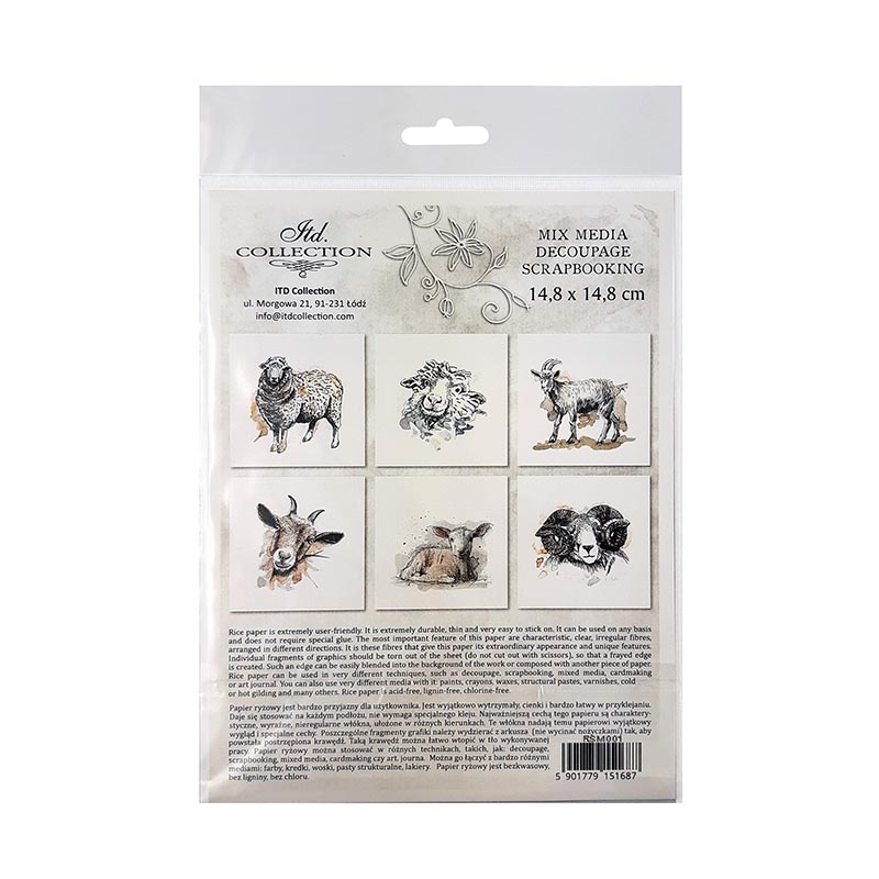 Decoupage Paper - Rice Paper - Set - 6 papers - 15cm x 15cm - 001
