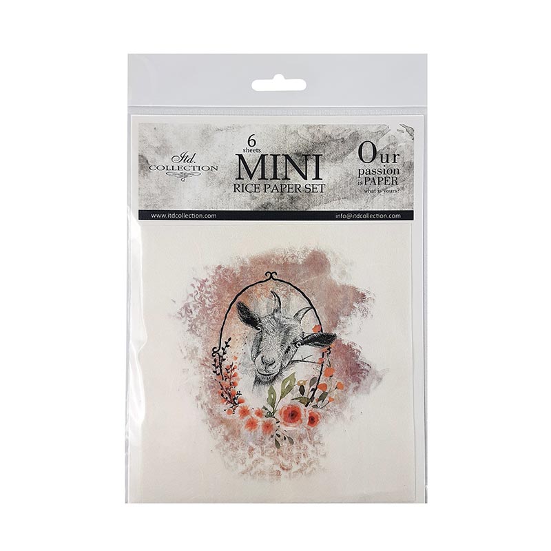 Decoupage Paper - Rice Paper - Set - 6 papers - 15cm x 15cm - 008