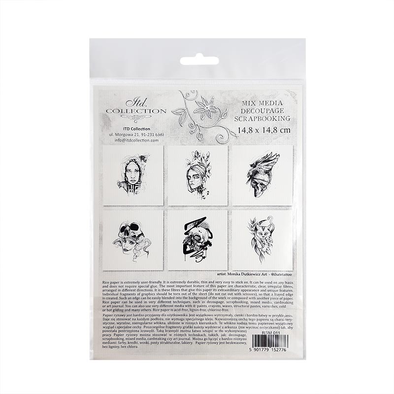 Decoupage Paper - Rice Paper - Set - 6 papers - 15cm x 15cm - 011
