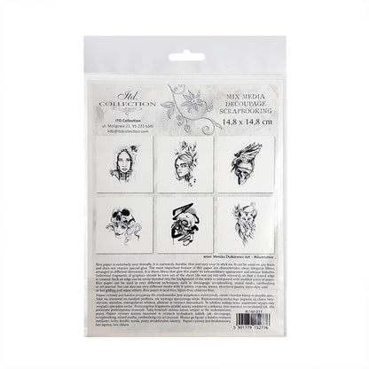 Decoupage Paper - Rice Paper - Set - 6 papers - 15cm x 15cm - 011