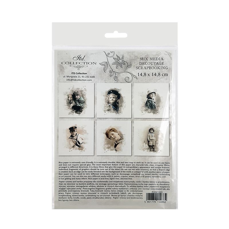 Decoupage Paper - Rice Paper - Set - 6 papers - 15cm x 15cm - 020