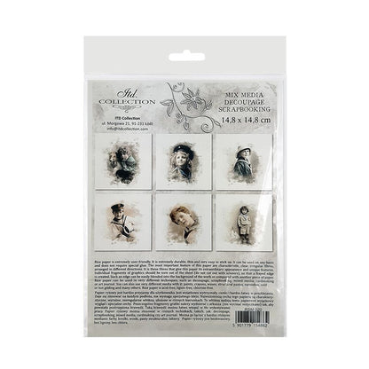 Decoupage Paper - Rice Paper - Set - 6 papers - 15cm x 15cm - 020