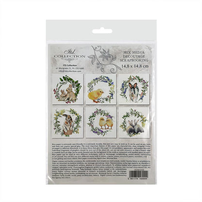 Decoupage Paper - Rice Paper - Set - 6 papers - 15cm x 15cm - 038