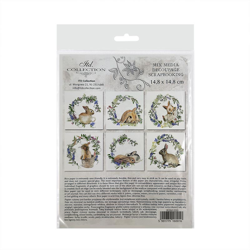 Decoupage Paper - Rice Paper - Set - 6 papers - 15cm x 15cm - 039