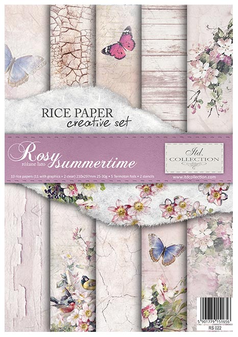 Decoupage Rice Paper - Rosy Summertime Creative Set - 20 pieces  - RS022