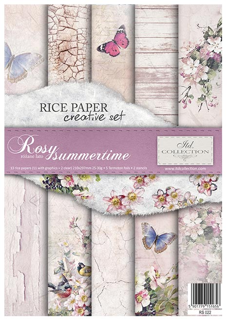 Decoupage Rice Paper - Rosy Summertime Creative Set - 20 pieces  - RS022