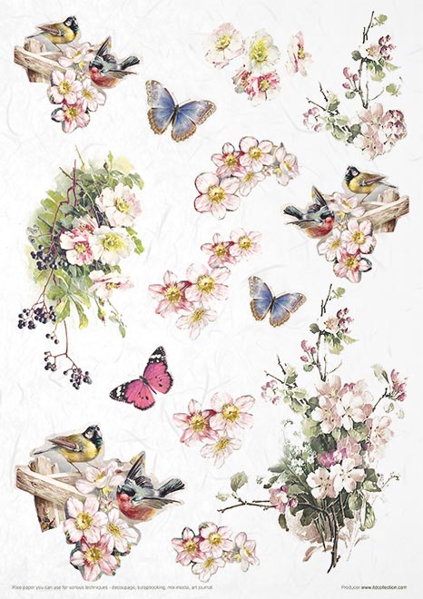 Decoupage Rice Paper - Rosy Summertime Creative Set - 20 pieces  - RS022
