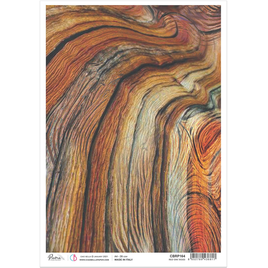 Piuma A4 Decoupage Paper - Red Oak Wood - CBRP164