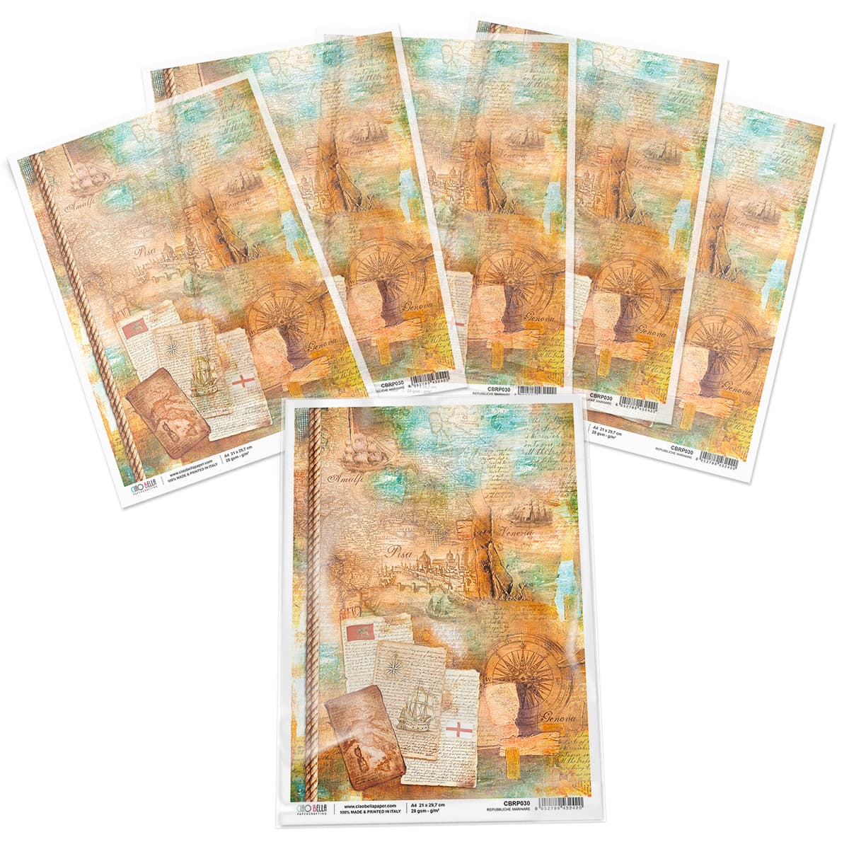 Piuma A4 Decoupage Paper - Repubbiche Marinare - CBRP030