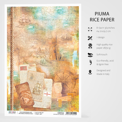 Piuma A4 Decoupage Paper - Repubbiche Marinare - CBRP030