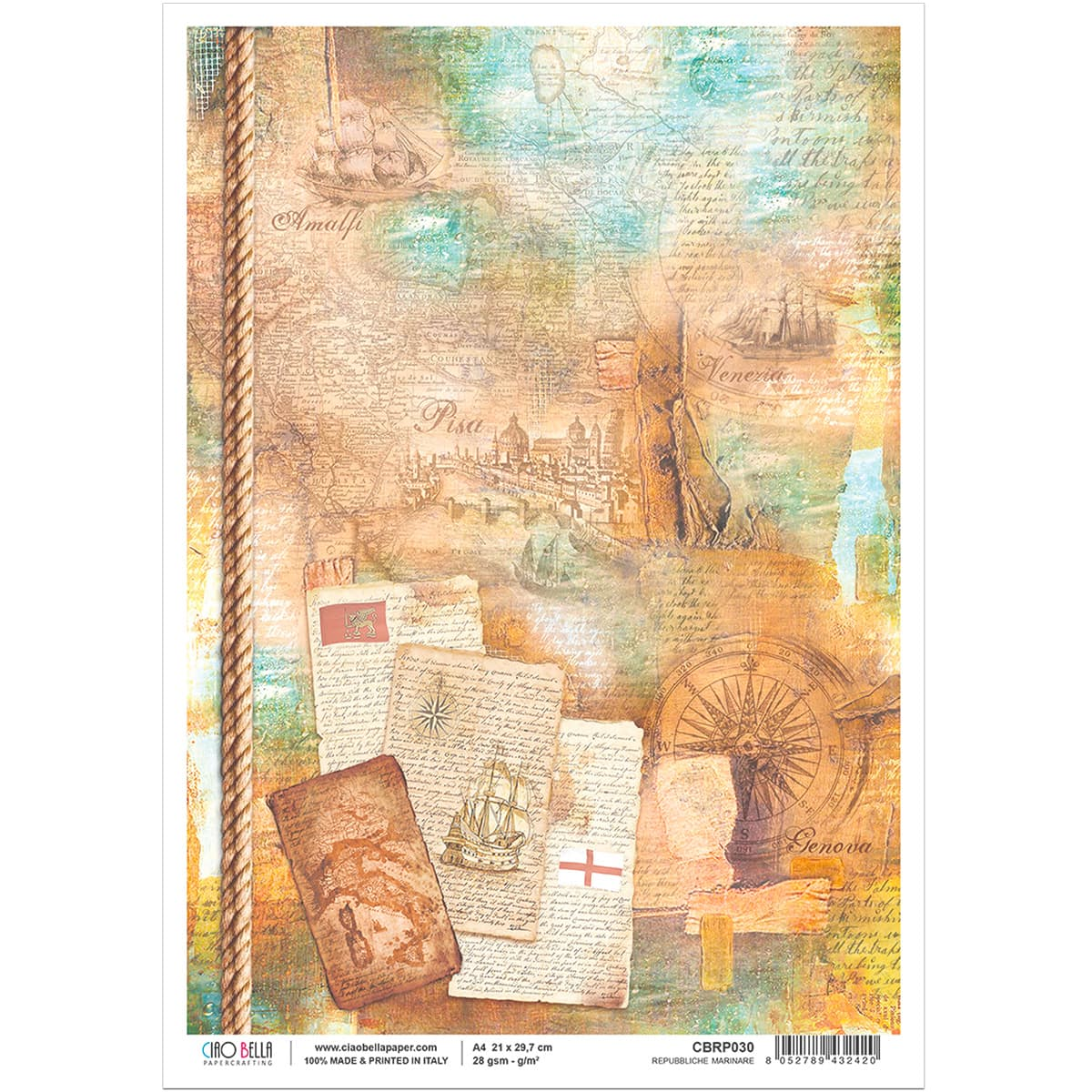 Piuma A4 Decoupage Paper - Repubbiche Marinare - CBRP030