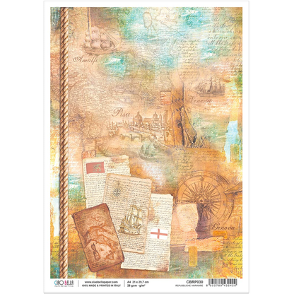 Piuma A4 Decoupage Paper - Repubbiche Marinare - CBRP030