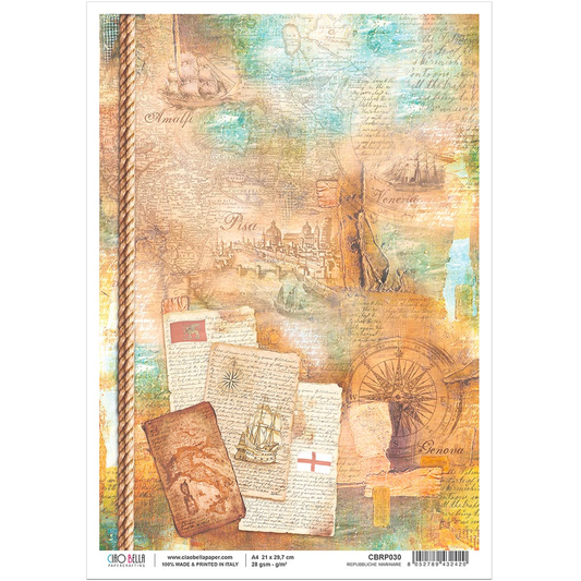 Piuma A4 Decoupage Paper - Repubbiche Marinare - CBRP030