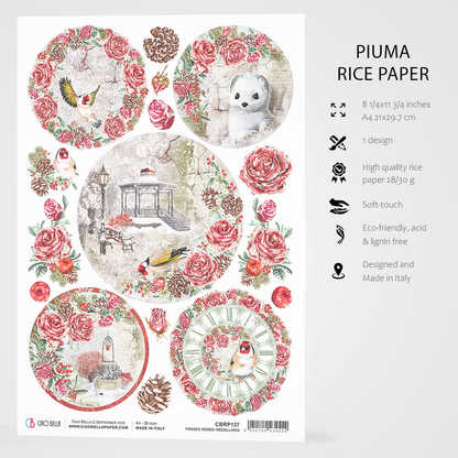 Piuma A4 Decoupage Paper - Frozen Roses - CBRP137