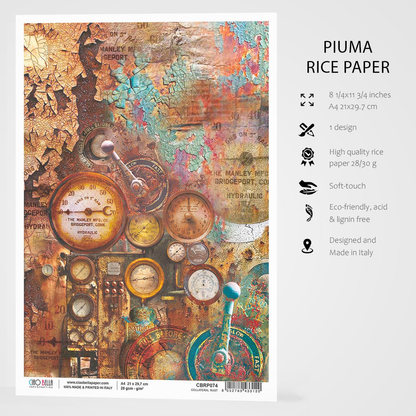 Декупажна хартия Piuma A4 - Collateral Rust - CBRP0074