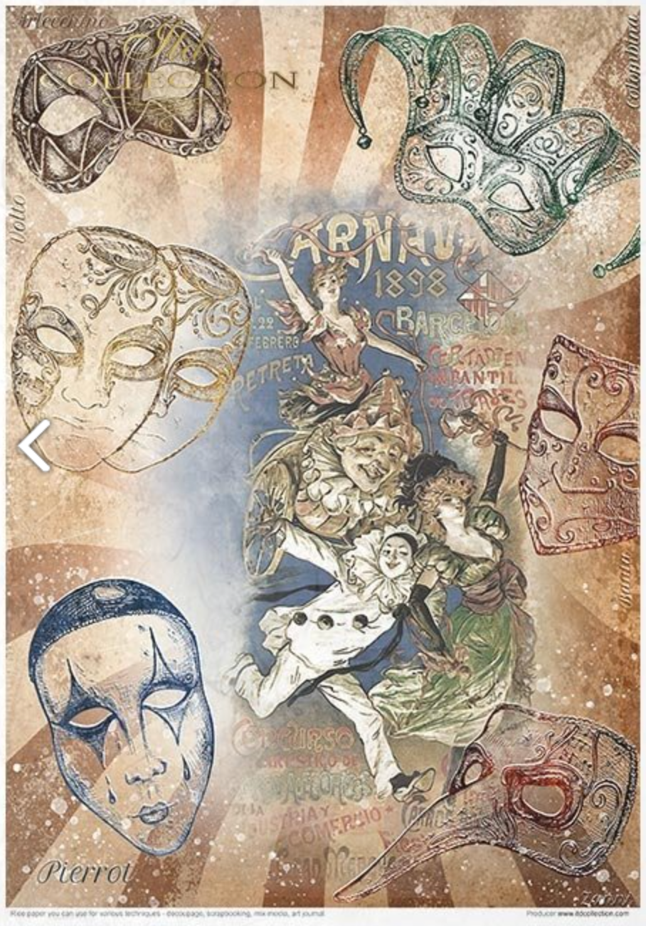 Decoupage Rice Paper - Pierrot in Love Creative Set - 20 pieces  - RS019