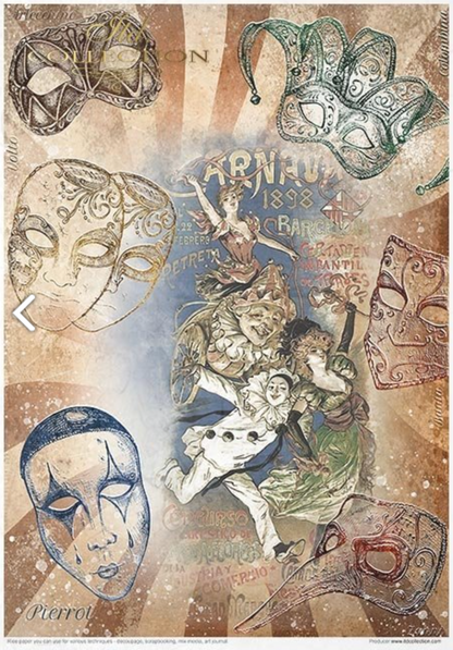 Decoupage Rice Paper - Pierrot in Love Creative Set - 20 pieces  - RS019