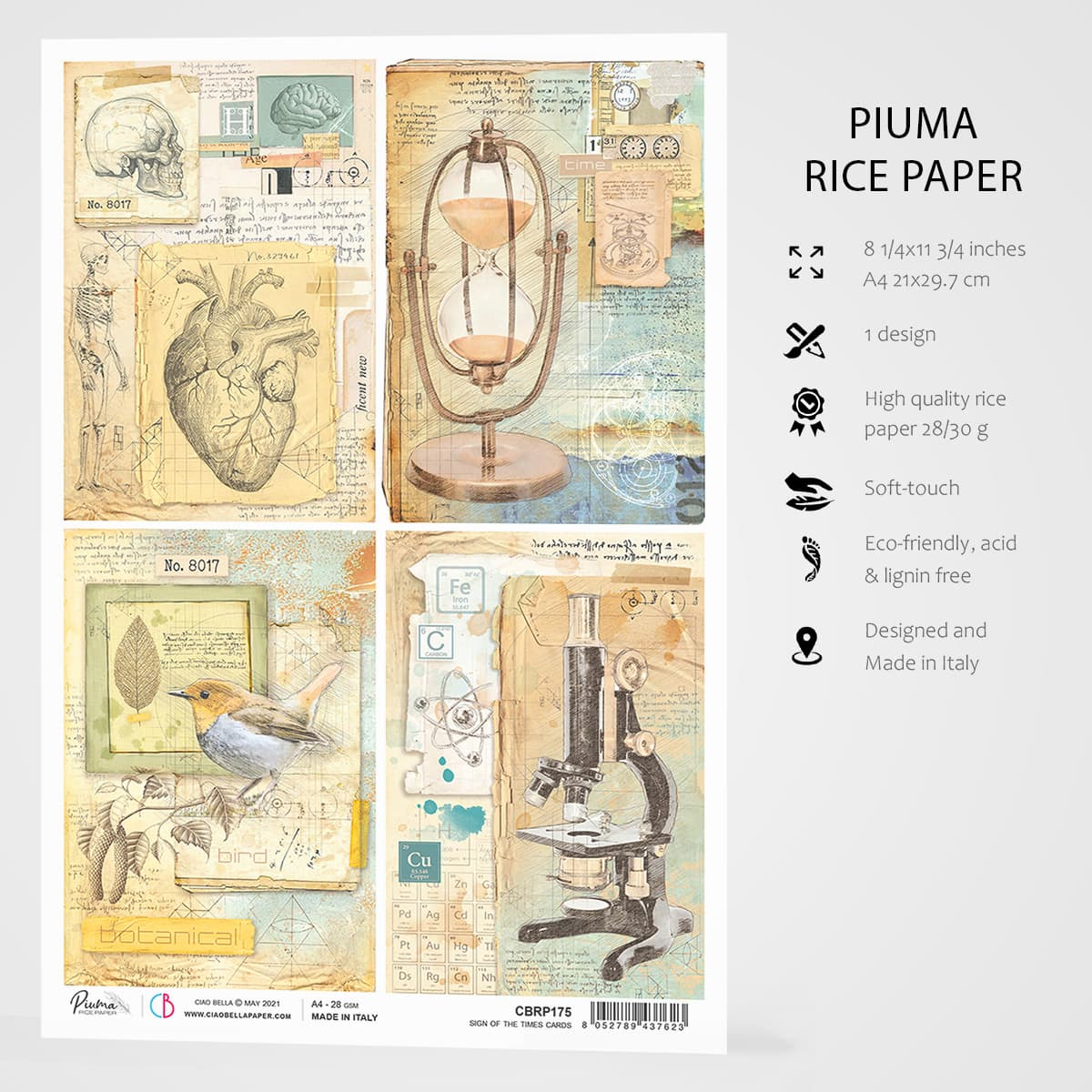 Piuma A4 Decoupage Paper - Sign of the Times - CBRP0175