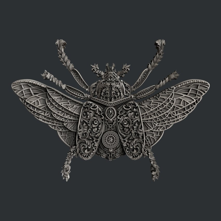 Zuri Steampunk Beetle 1 - 10.1 x 13.5cm - 11.5cm wingspan