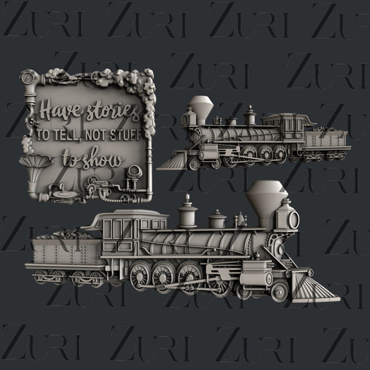 Zuri Steampunk Locomotive 1 - 15.24 x 11.18 x 0.81cm