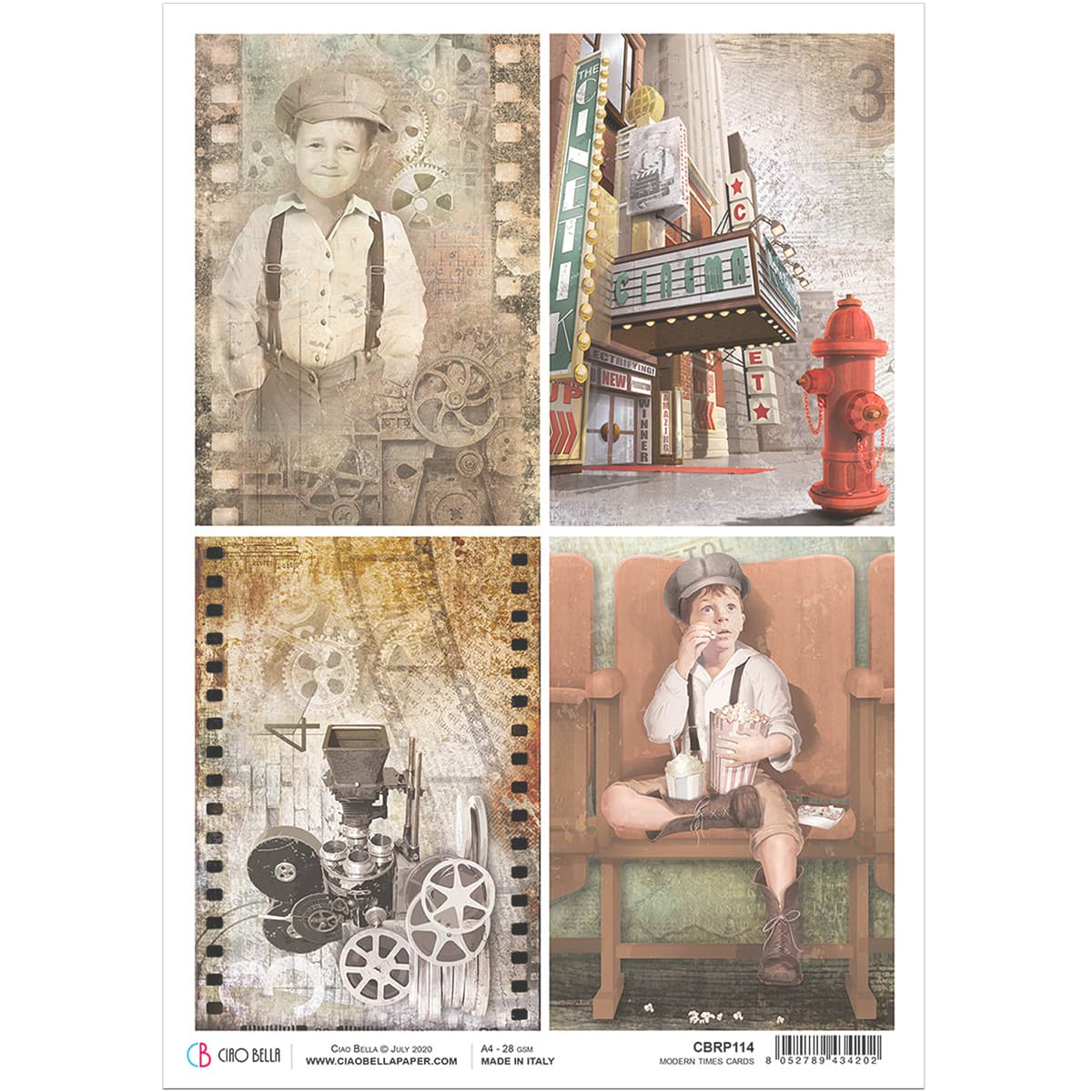 Piuma A4 Decoupage Paper - Modern Times - CBRP114