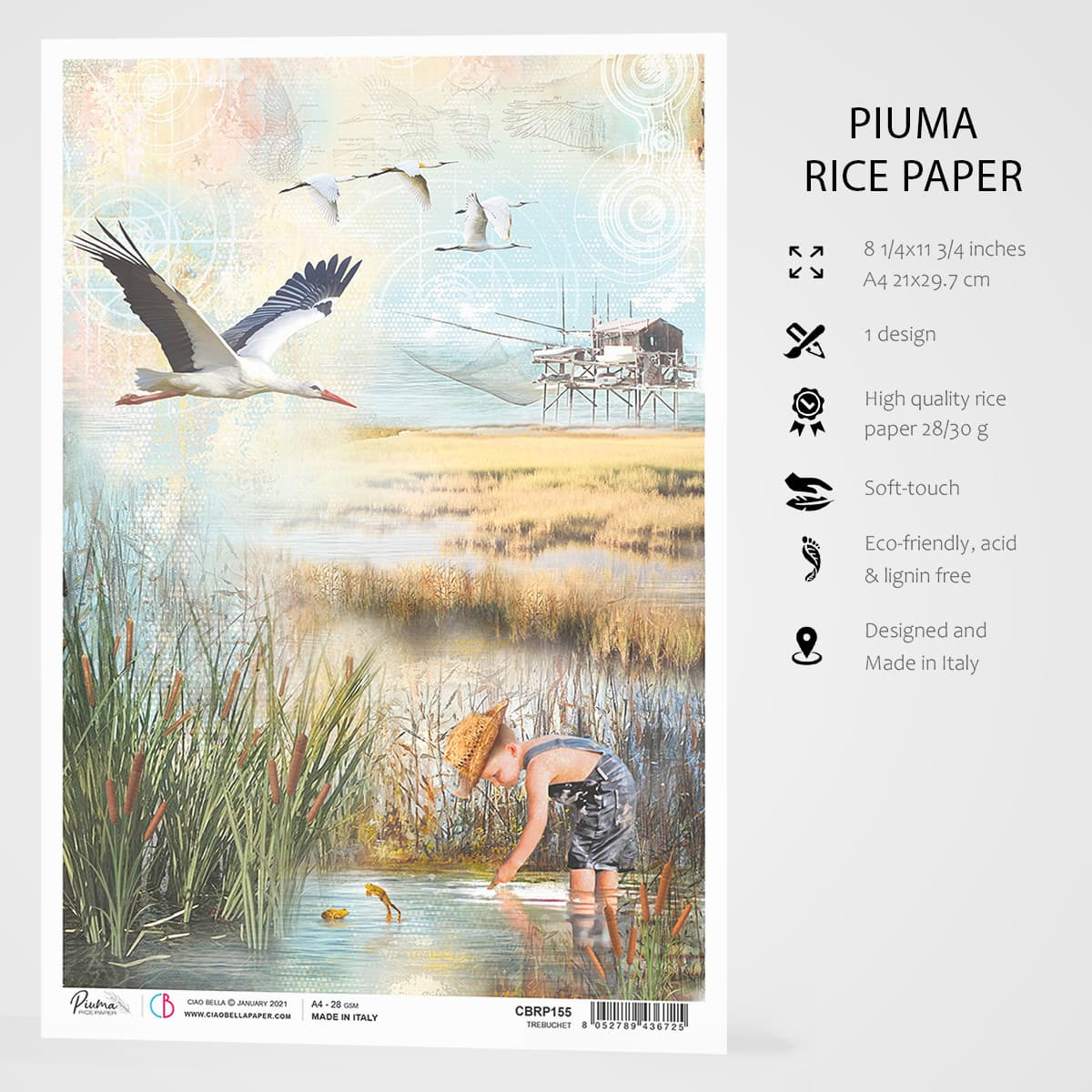 Декупажна хартия Piuma A4 - Требуше - CBRP155