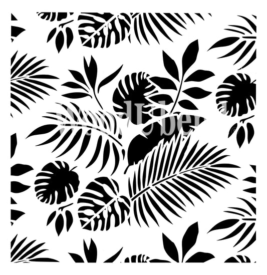 Елегантен тебеширен шаблон - Тропически листа - 50 x 50 см
