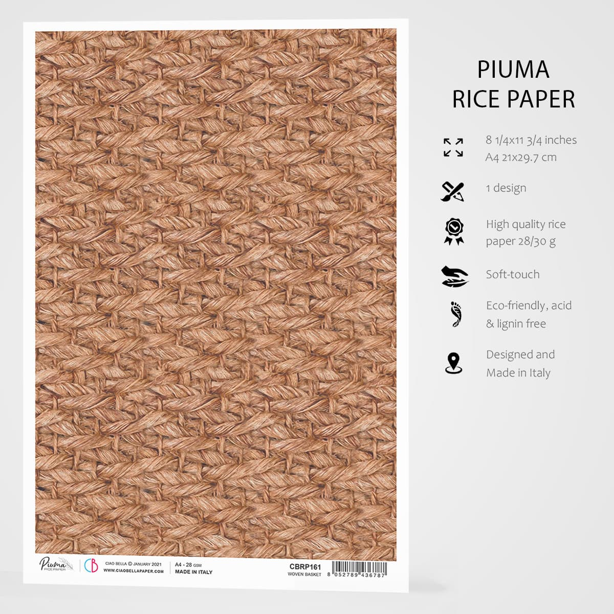 Piuma A4 хартия за декупаж - Basket Weave - CBRP161