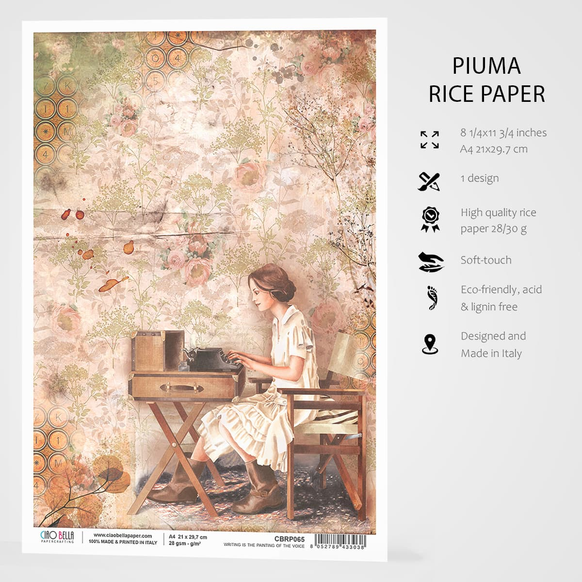 Хартия за декупаж Piuma A4 - The Writer - CBRP065