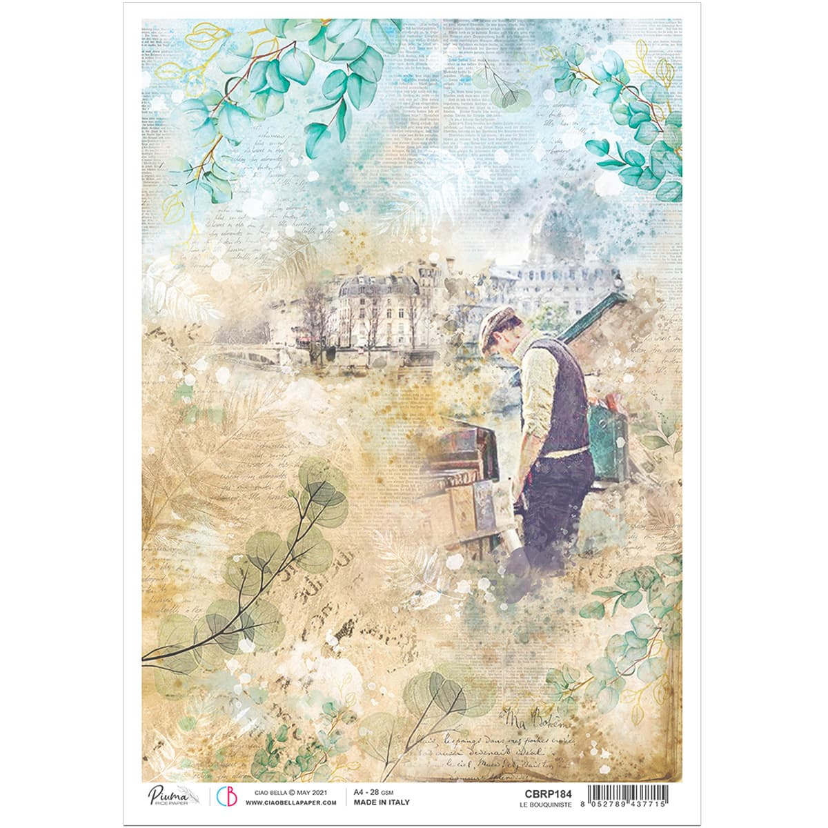 Piuma A4 Decoupage Paper - Le Bouquiniste - CBRP184