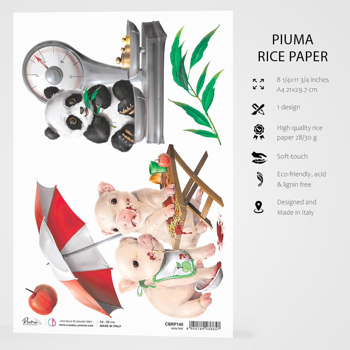 Piuma A4 Decoupage Paper - Meal Time - CBRP148
