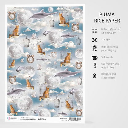Piuma A4 Decoupage Paper - Moon & Me - CBRP143