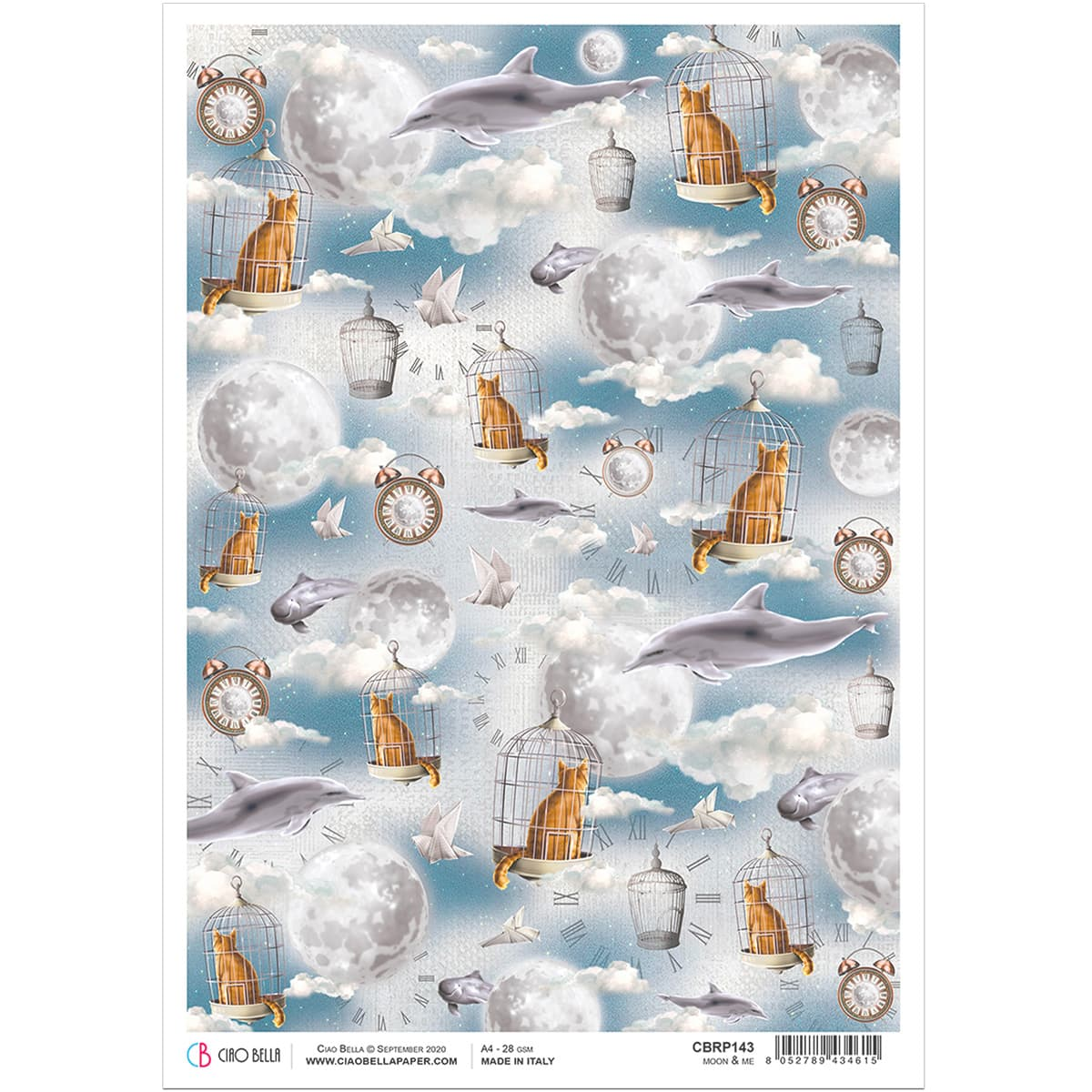 Piuma A4 Decoupage Paper - Moon & Me - CBRP143