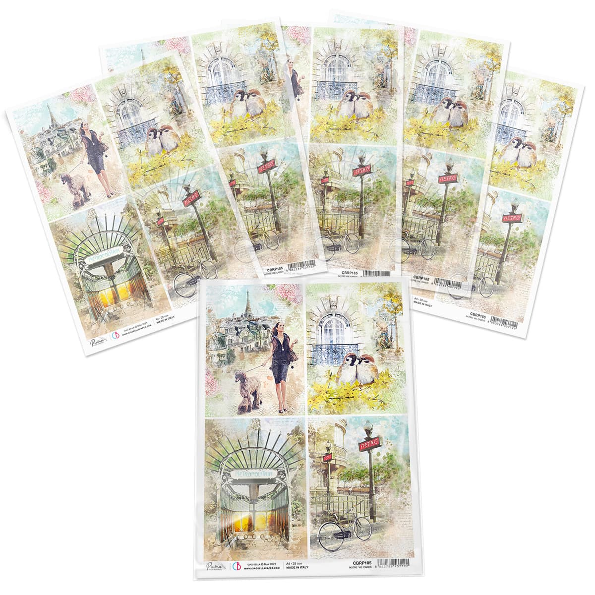 Piuma A4 Decoupage Paper - Notre Vie Squares - CBRP185