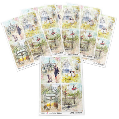 Piuma A4 Decoupage Paper - Notre Vie Squares - CBRP185