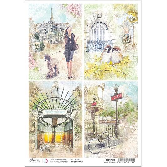 Piuma A4 Decoupage Paper - Notre Vie Squares - CBRP185