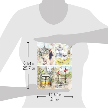 Piuma A4 Decoupage Paper - Notre Vie Squares - CBRP185