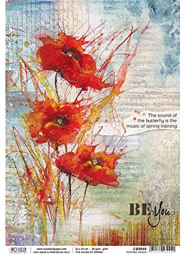 Piuma A4 Decoupage Paper - Poppies Dance - CBRP014